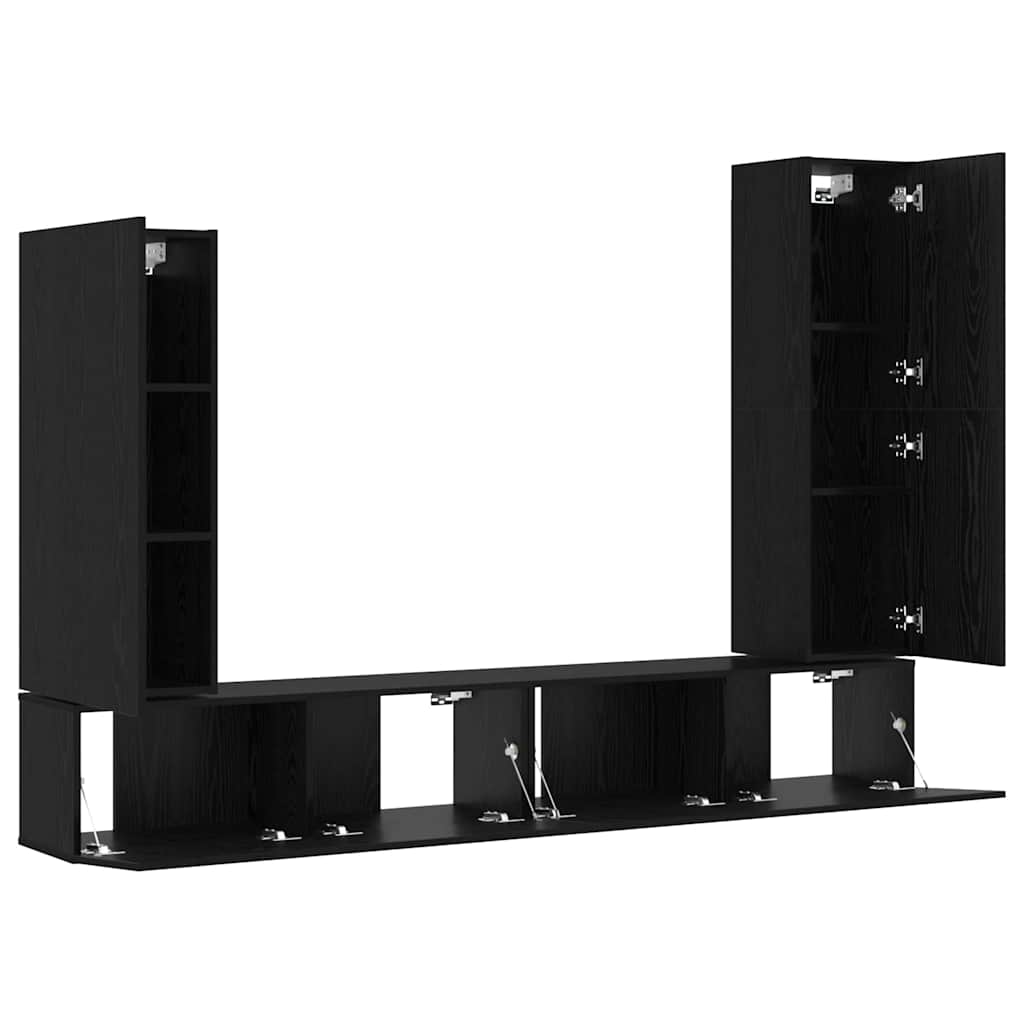 vidaXL Zestaw szafek RTV 4 pcs Czarny Dąb Materiał drewnopochodny