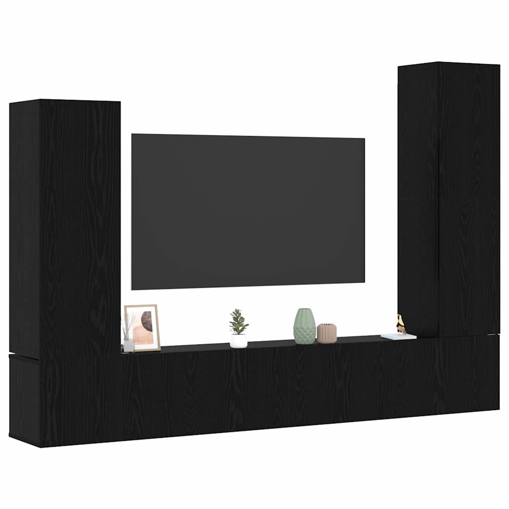 vidaXL Zestaw szafek RTV 4 pcs Czarny Dąb Materiał drewnopochodny