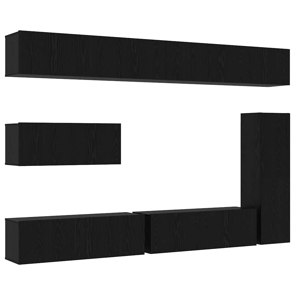 vidaXL Zestaw szafek RTV 7 pcs Czarny Dąb Materiał drewnopochodny