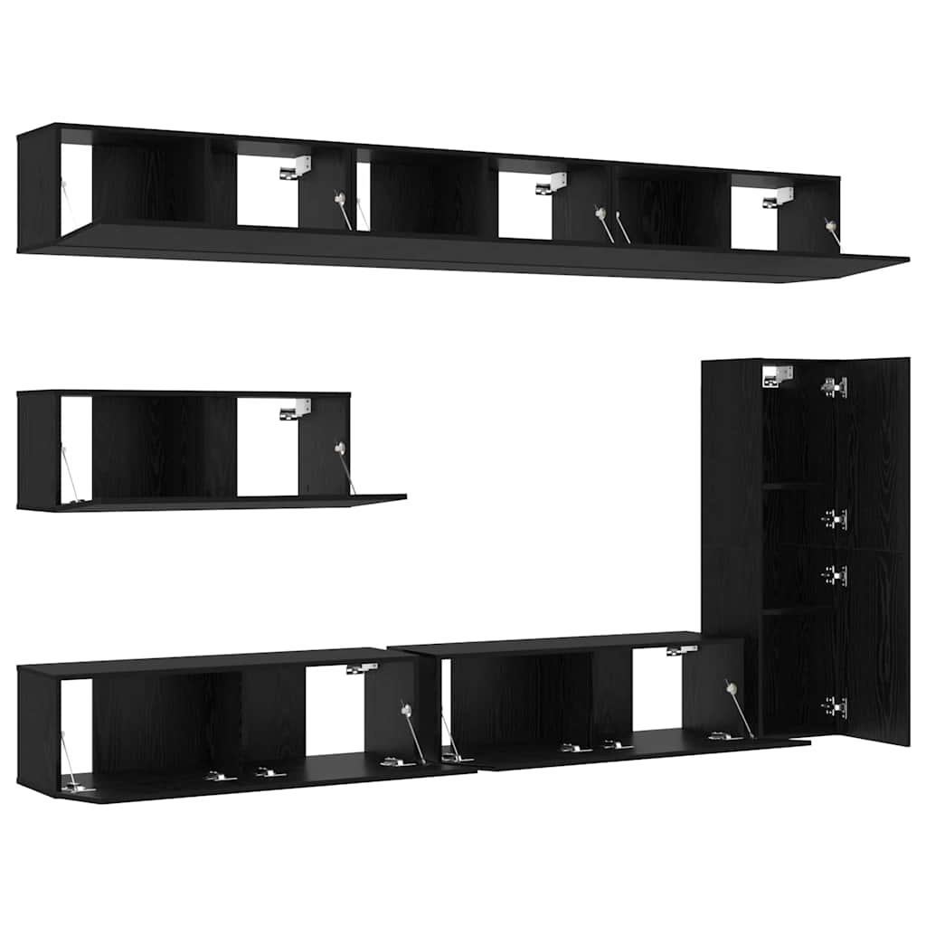 vidaXL Zestaw szafek RTV 7 pcs Czarny Dąb Materiał drewnopochodny