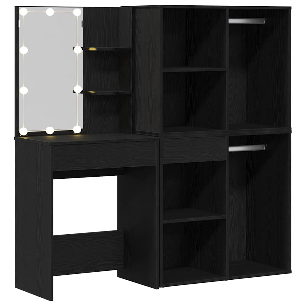 vidaXL Zestaw lustra LED z szufladą Czarny Dąb 140 x 40 x 140 cm
