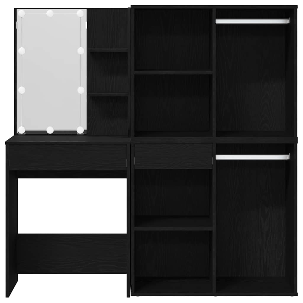 vidaXL Zestaw lustra LED z szufladą Czarny Dąb 140 x 40 x 140 cm