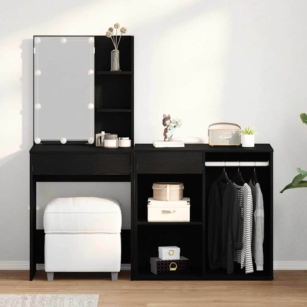 vidaXL Zestaw lustra LED z szufladą Czarny Dąb 140 x 40 x 140 cm