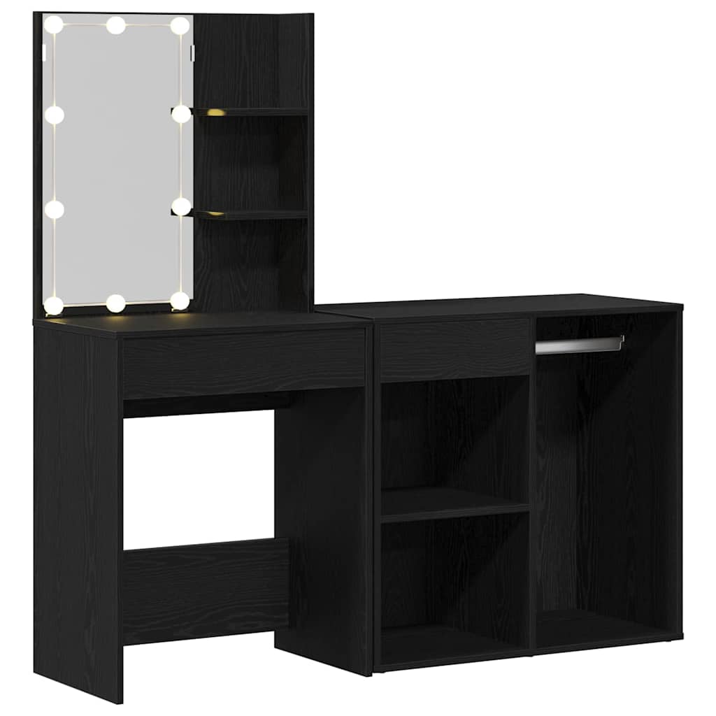 vidaXL Zestaw lustra LED z szufladą Czarny Dąb 140 x 40 x 140 cm