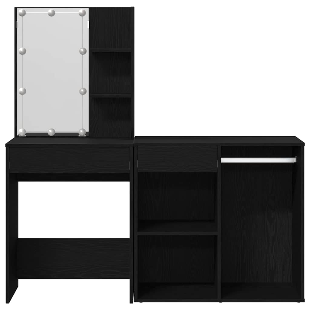 vidaXL Zestaw lustra LED z szufladą Czarny Dąb 140 x 40 x 140 cm