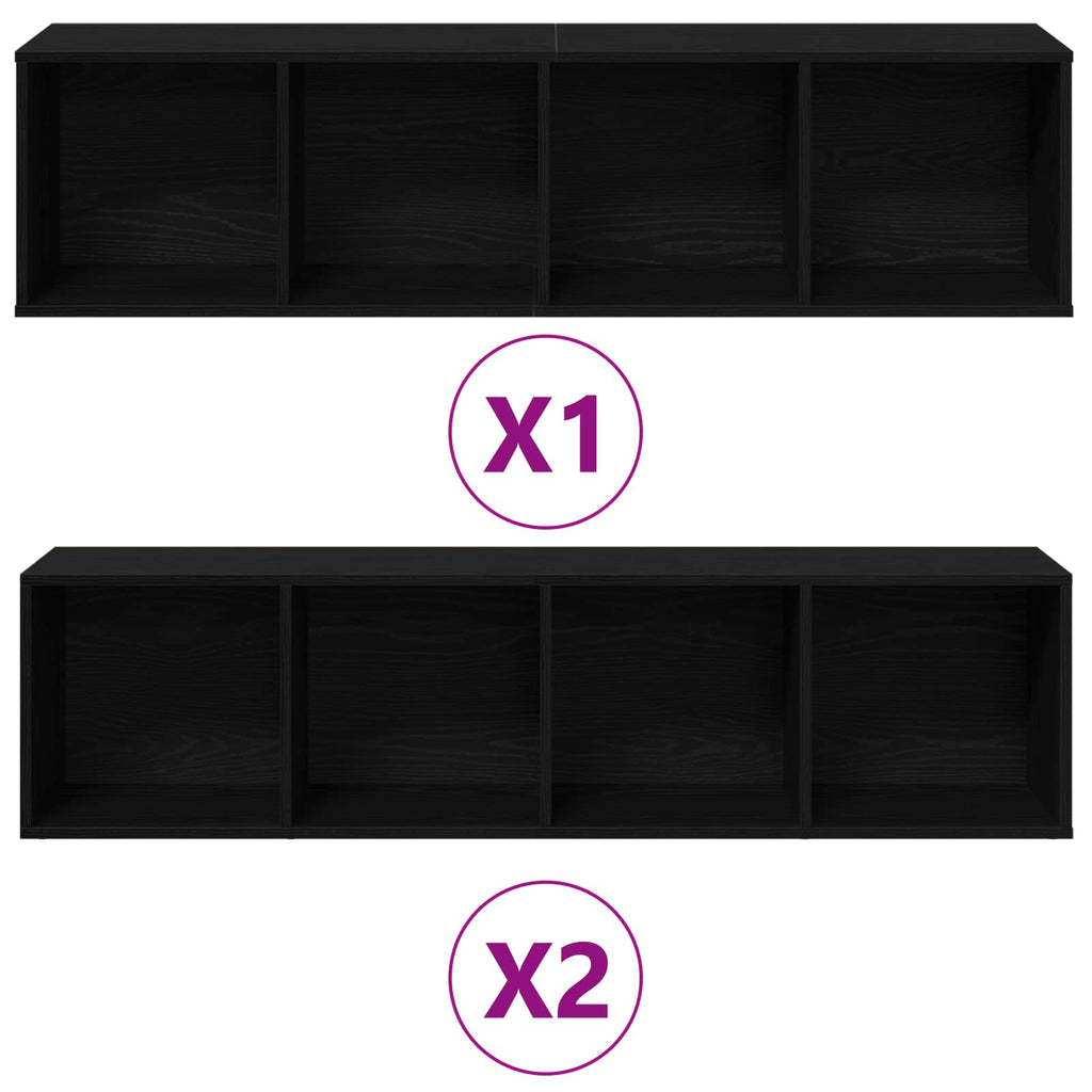 vidaXL Półka na książki 3 pcs Czarny Dąb 36 x 30 x 143 cm