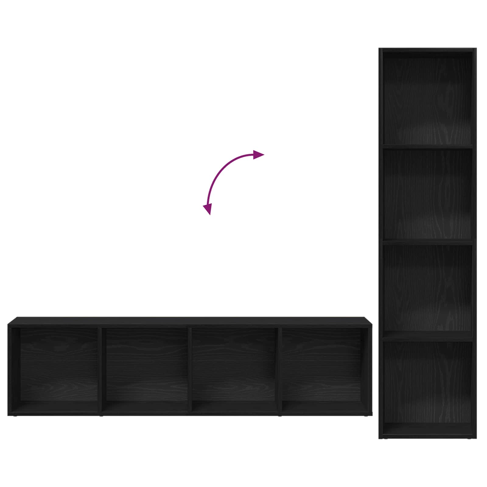 vidaXL Półka na książki 3 pcs Czarny Dąb 36 x 30 x 143 cm