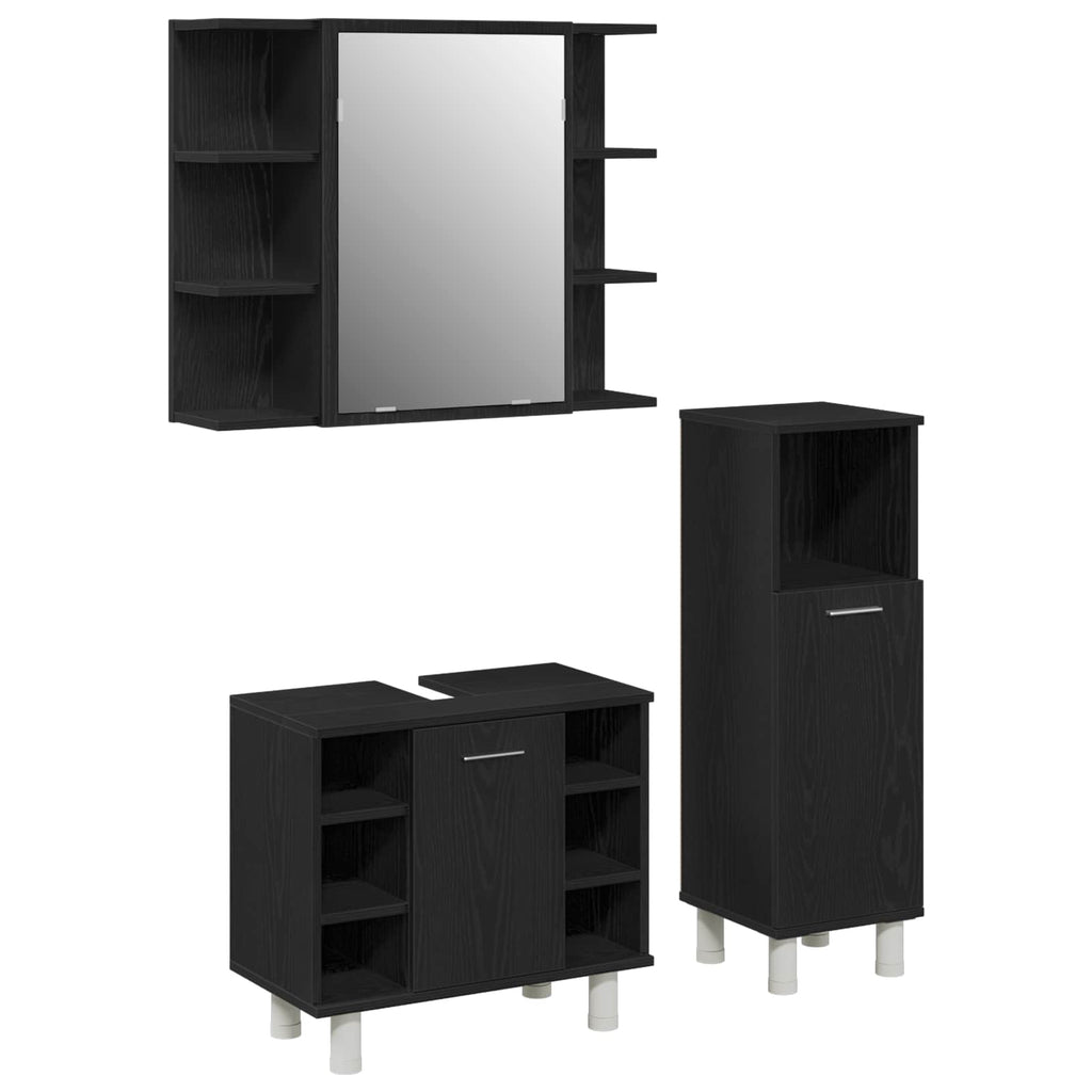 vidaXL Zestaw mebli łazienkowych 3 pcs Czarny 30 x 30 x 99,5 cm