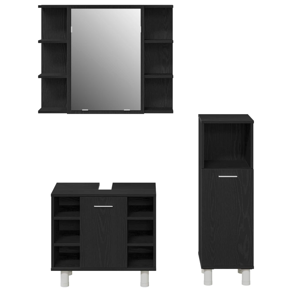 vidaXL Zestaw mebli łazienkowych 3 pcs Czarny 30 x 30 x 99,5 cm