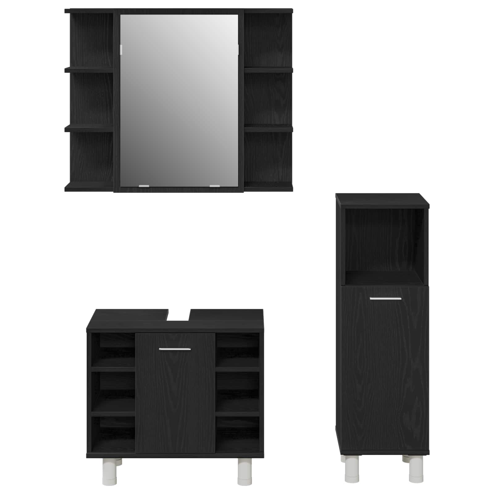 vidaXL Zestaw mebli łazienkowych 3 pcs Czarny 30 x 30 x 99,5 cm