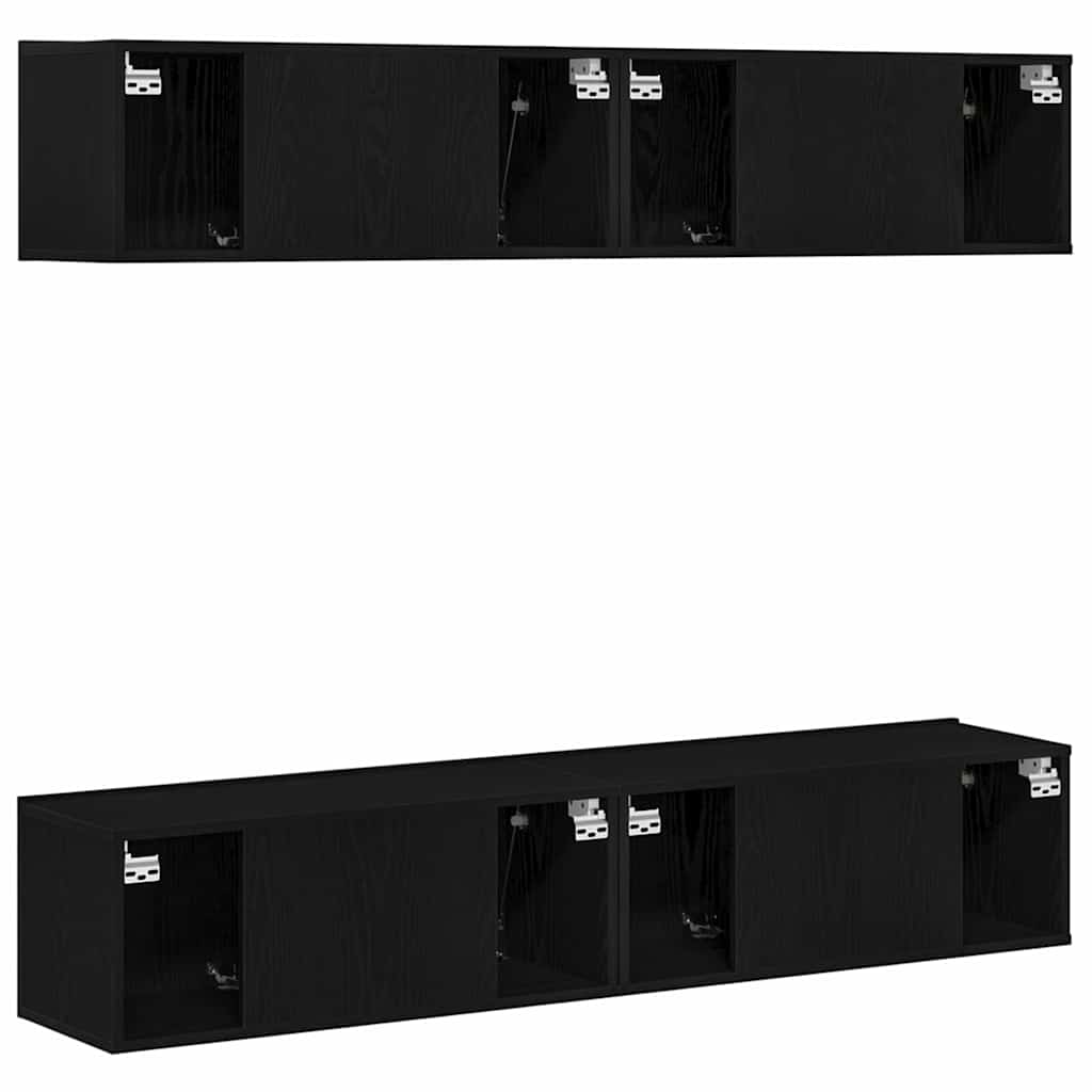 vidaXL Zestaw szafek RTV 4 pcs Czarny Dąb 80 x 30 x 30 cm
