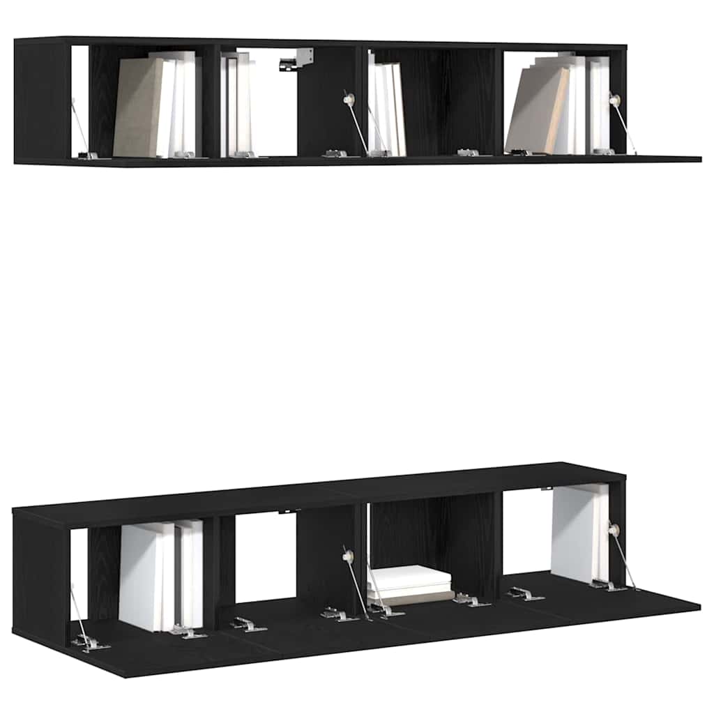 vidaXL Zestaw szafek RTV 4 pcs Czarny Dąb 80 x 30 x 30 cm