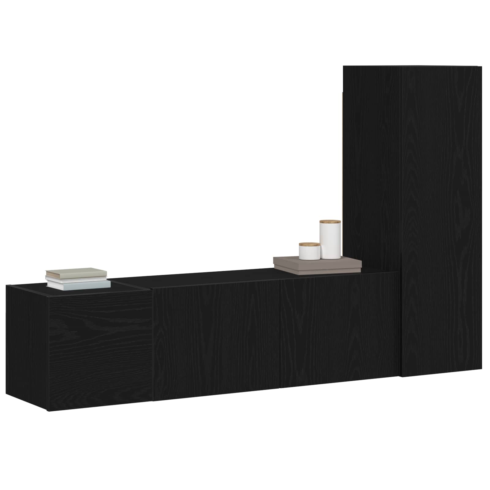 vidaXL Zestaw szafek RTV 3 pcs Czarny Dąb 130,5 x 30 x 140 cm