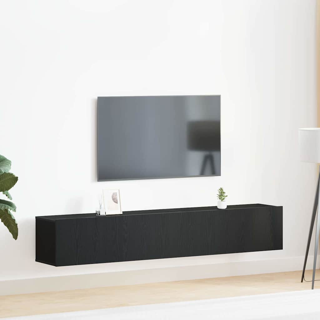 vidaXL Zestaw szafek RTV 2 pcs Czarny Dąb Materiał drewnopochodny