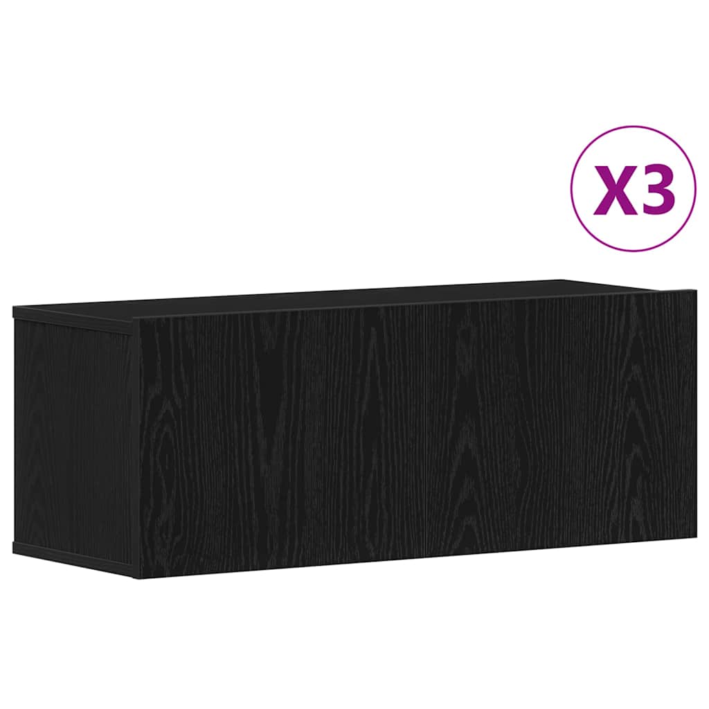 vidaXL Zestaw szafek RTV 3 pcs Czarny Dąb 80 x 30 x 30 cm