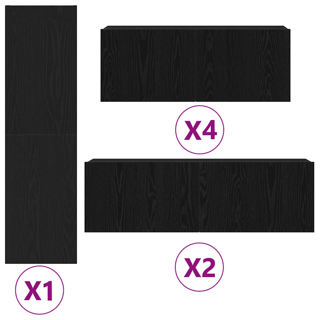 vidaXL Zestaw szafek RTV 9 pcs Czarny Dąb Materiał drewnopochodny
