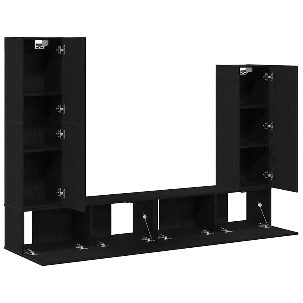 vidaXL Zestaw szafek RTV 6 pcs Czarny Dąb Materiał drewnopochodny