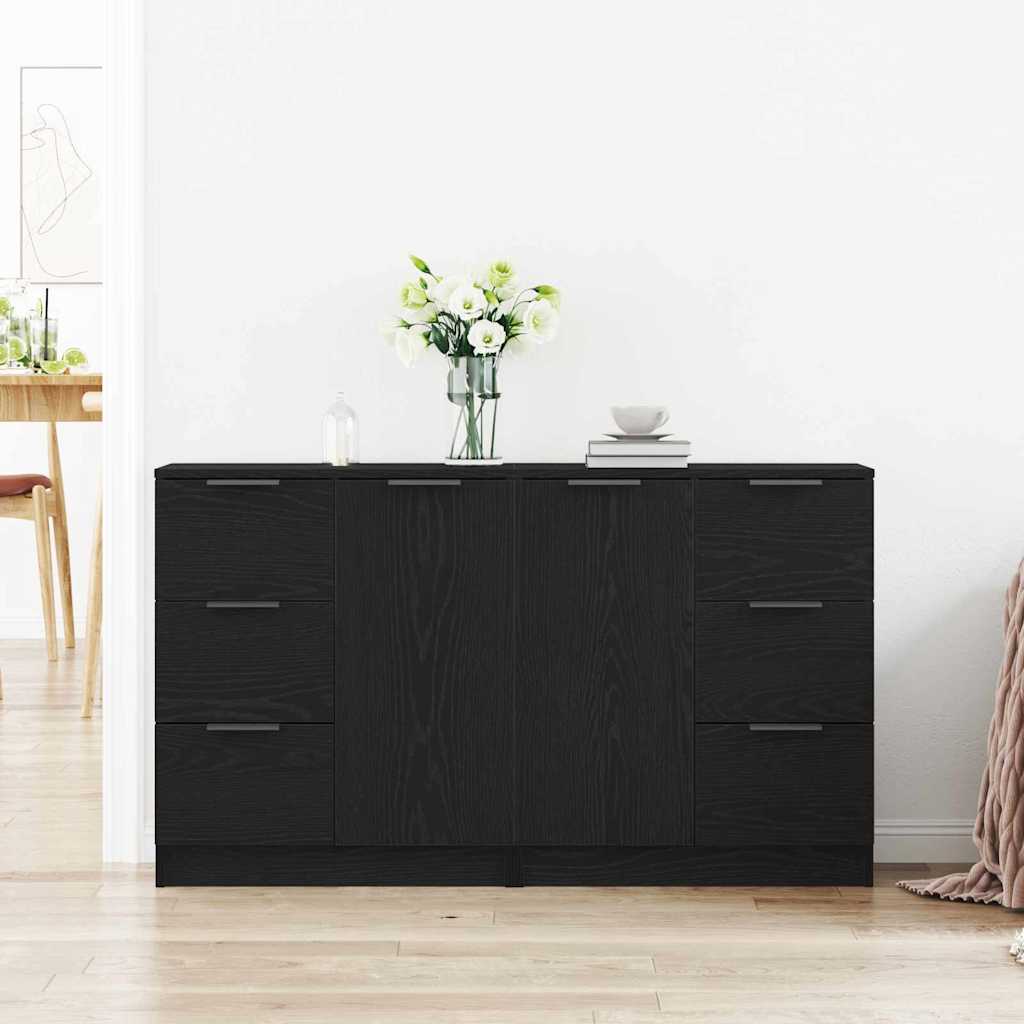 vidaXL Bufet Czarny Dąb 120 x 30 x 70 cm Materiał drewnopochodny