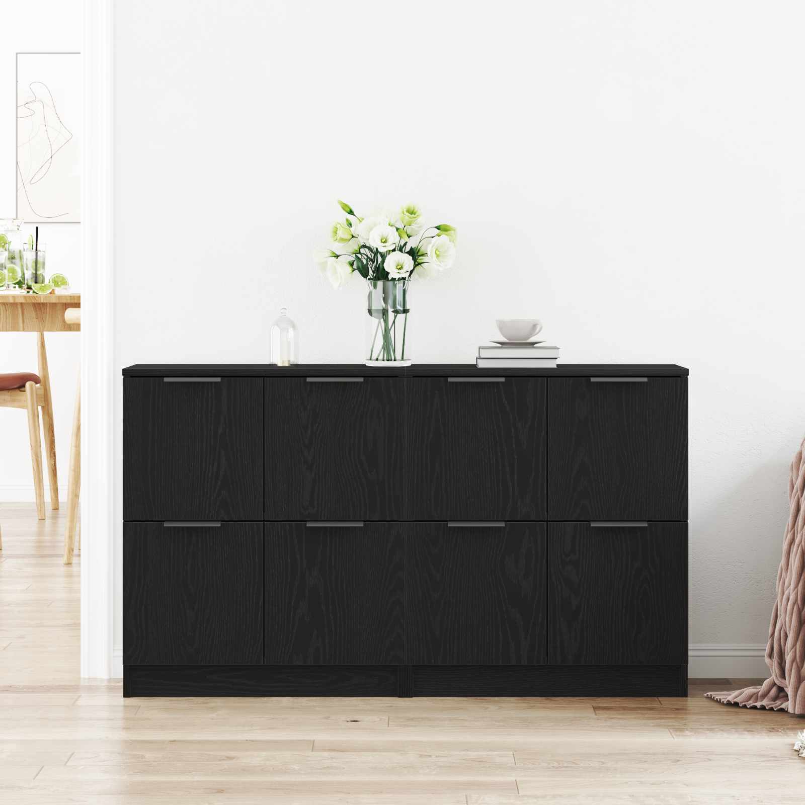 vidaXL Bufet 2 pcs Czarny Dąb 60 x 30 x 70 cm Materiał drewnopochodny