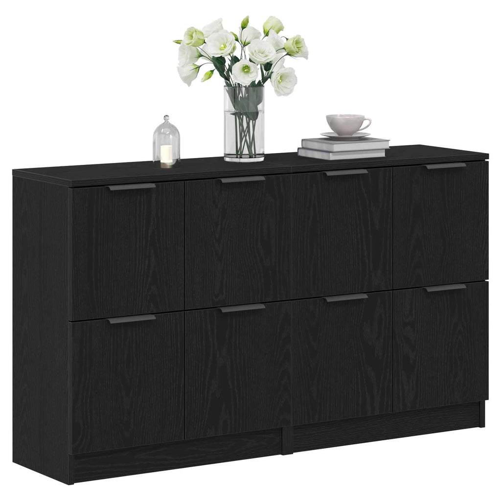 vidaXL Bufet 2 pcs Czarny Dąb 60 x 30 x 70 cm Materiał drewnopochodny