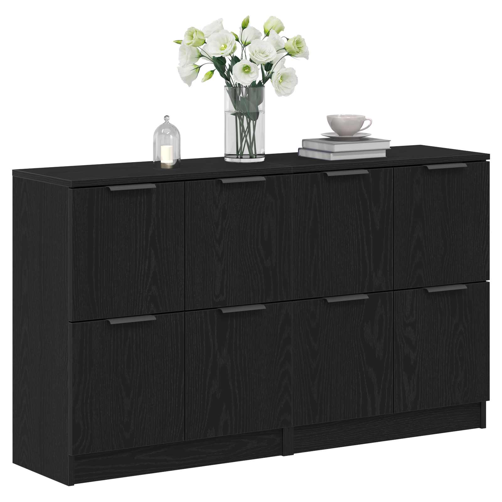 vidaXL Bufet 2 pcs Czarny Dąb 60 x 30 x 70 cm Materiał drewnopochodny