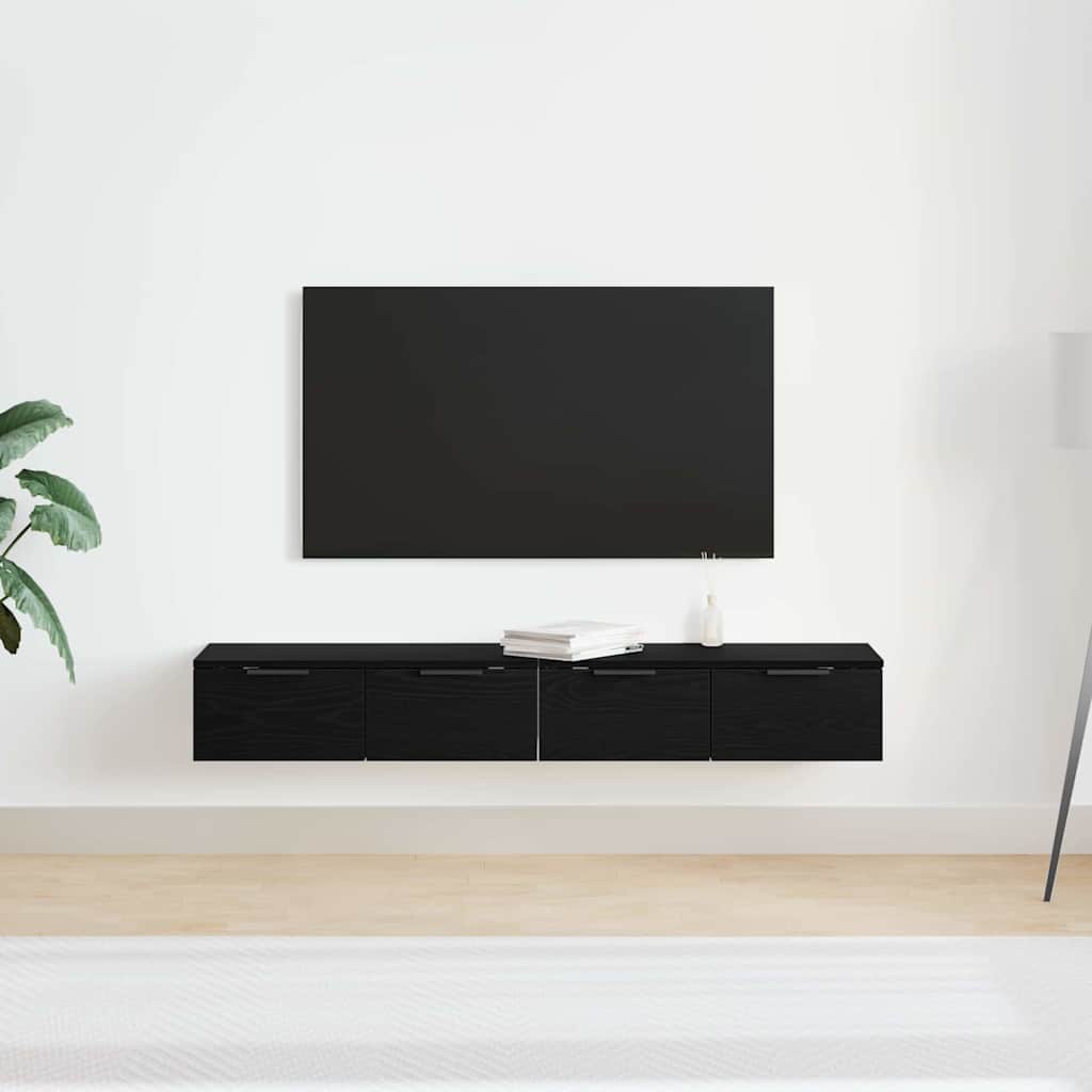vidaXL Szafka wisząca z szufladą 2 pcs Czarny Dąb 68 x 30 x 20 cm