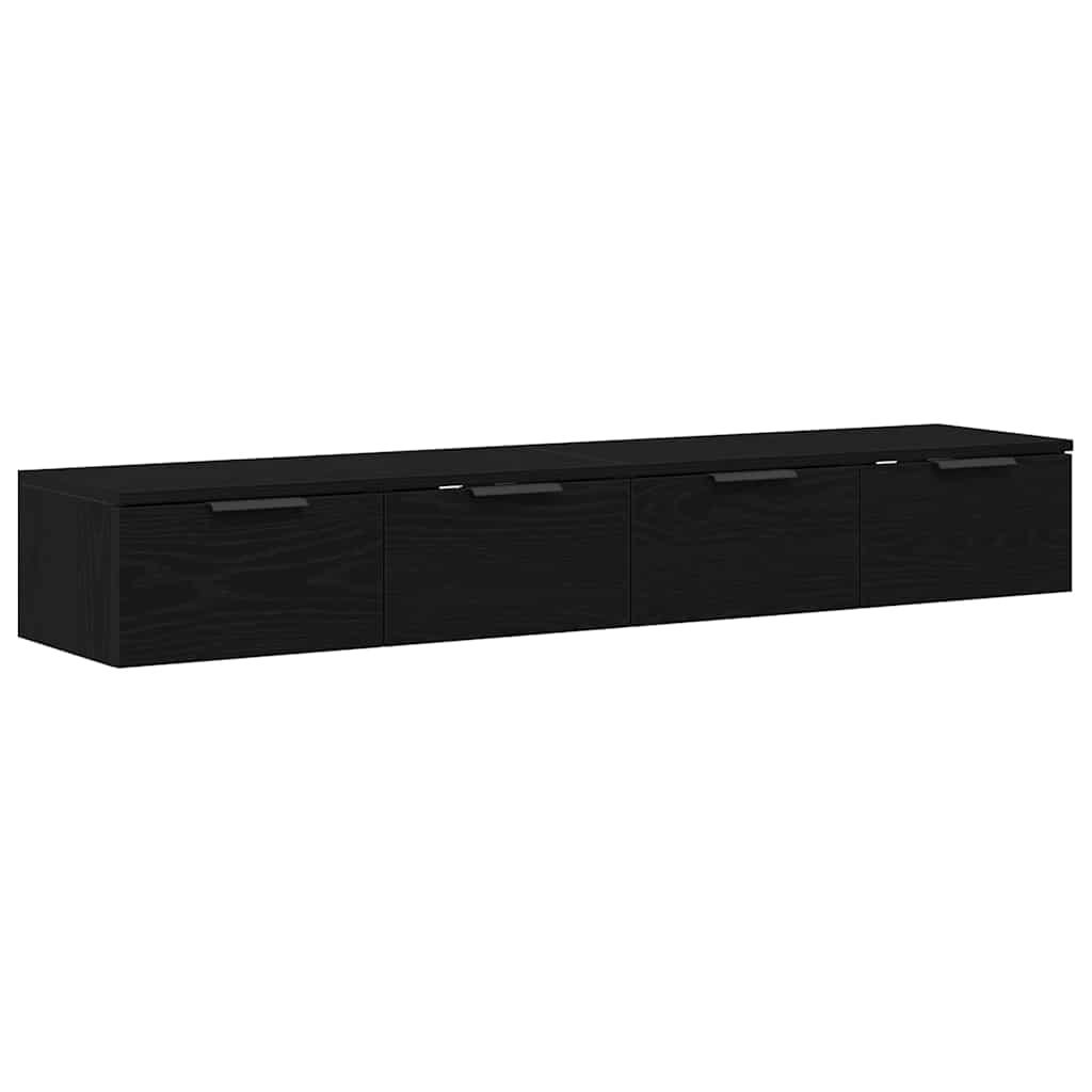 vidaXL Szafka wisząca z szufladą 2 pcs Czarny Dąb 68 x 30 x 20 cm