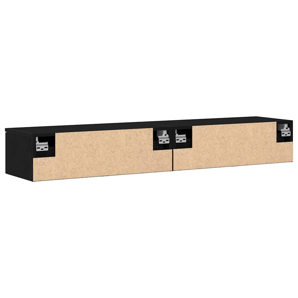vidaXL Szafka wisząca z szufladą 2 pcs Czarny Dąb 68 x 30 x 20 cm