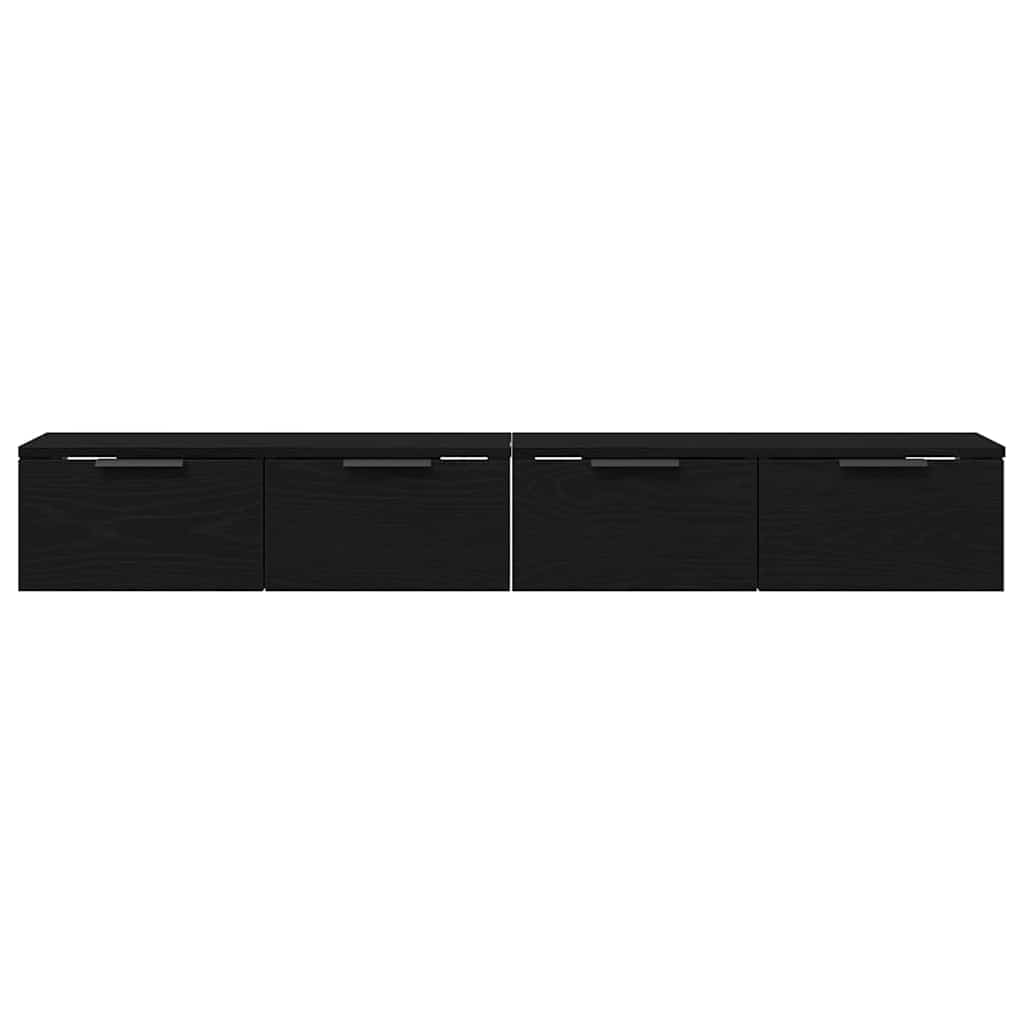 vidaXL Szafka wisząca z szufladą 2 pcs Czarny Dąb 68 x 30 x 20 cm