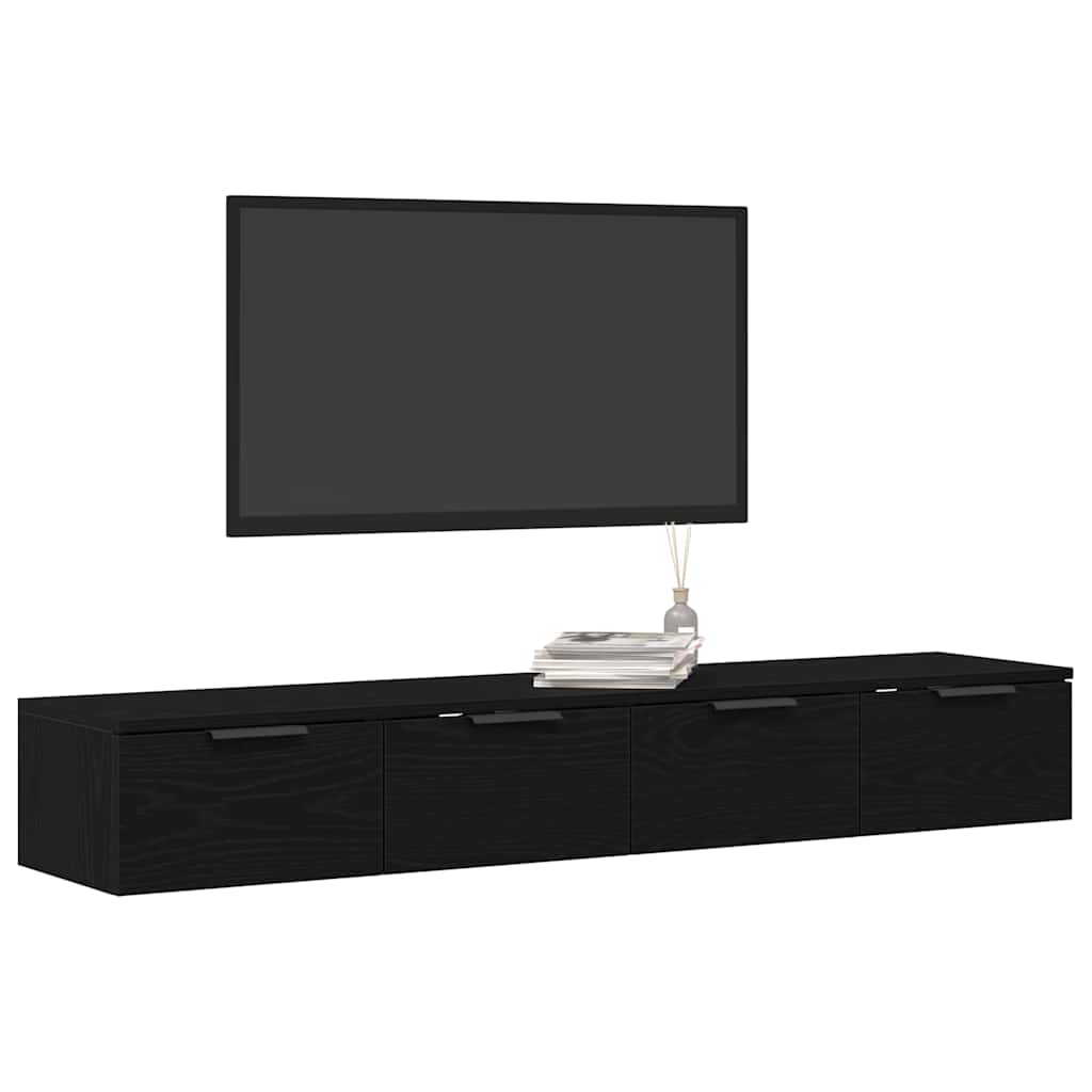 vidaXL Szafka wisząca z szufladą 2 pcs Czarny Dąb 68 x 30 x 20 cm