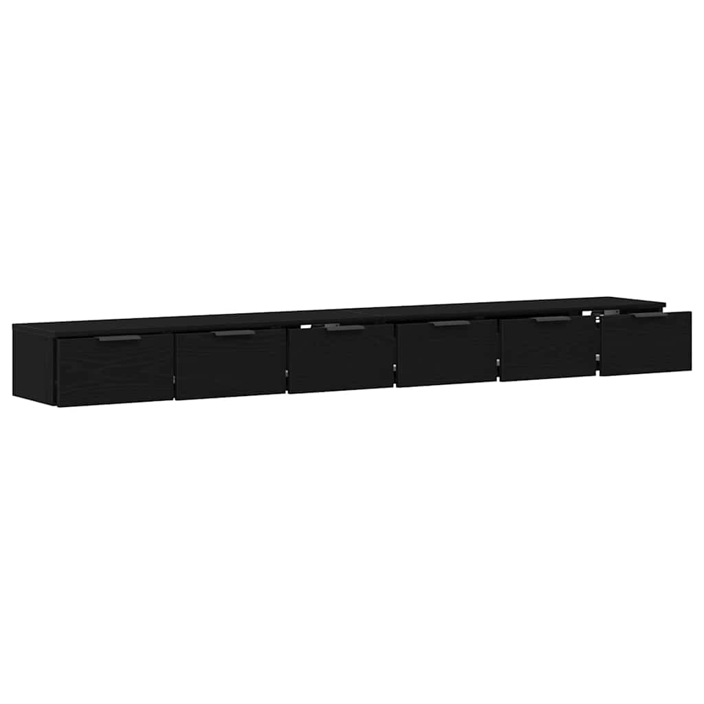 vidaXL Szafka wisząca z szufladą 2 pcs Czarny Dąb 102 x 30 x 20 cm