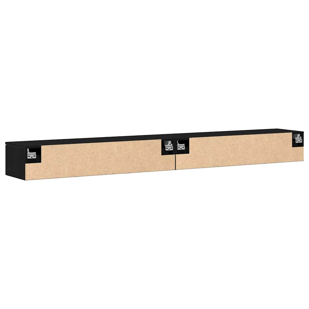 vidaXL Szafka wisząca z szufladą 2 pcs Czarny Dąb 102 x 30 x 20 cm