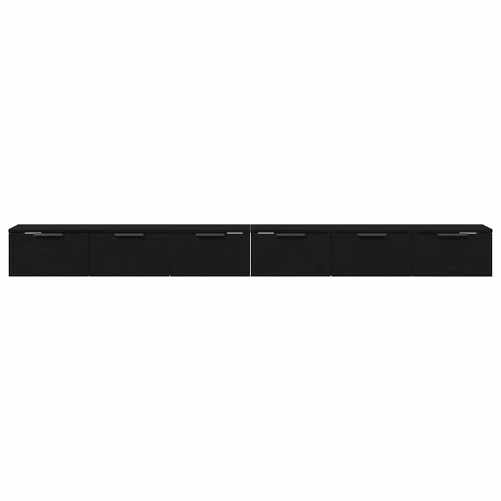 vidaXL Szafka wisząca z szufladą 2 pcs Czarny Dąb 102 x 30 x 20 cm