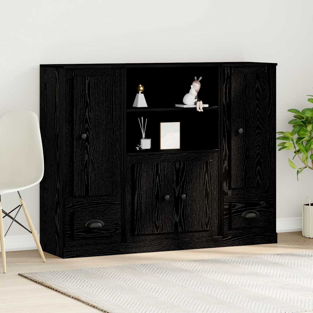 vidaXL Highboard z szufladą Czarny Dąb 132 x 35.5 x 103.5 cm