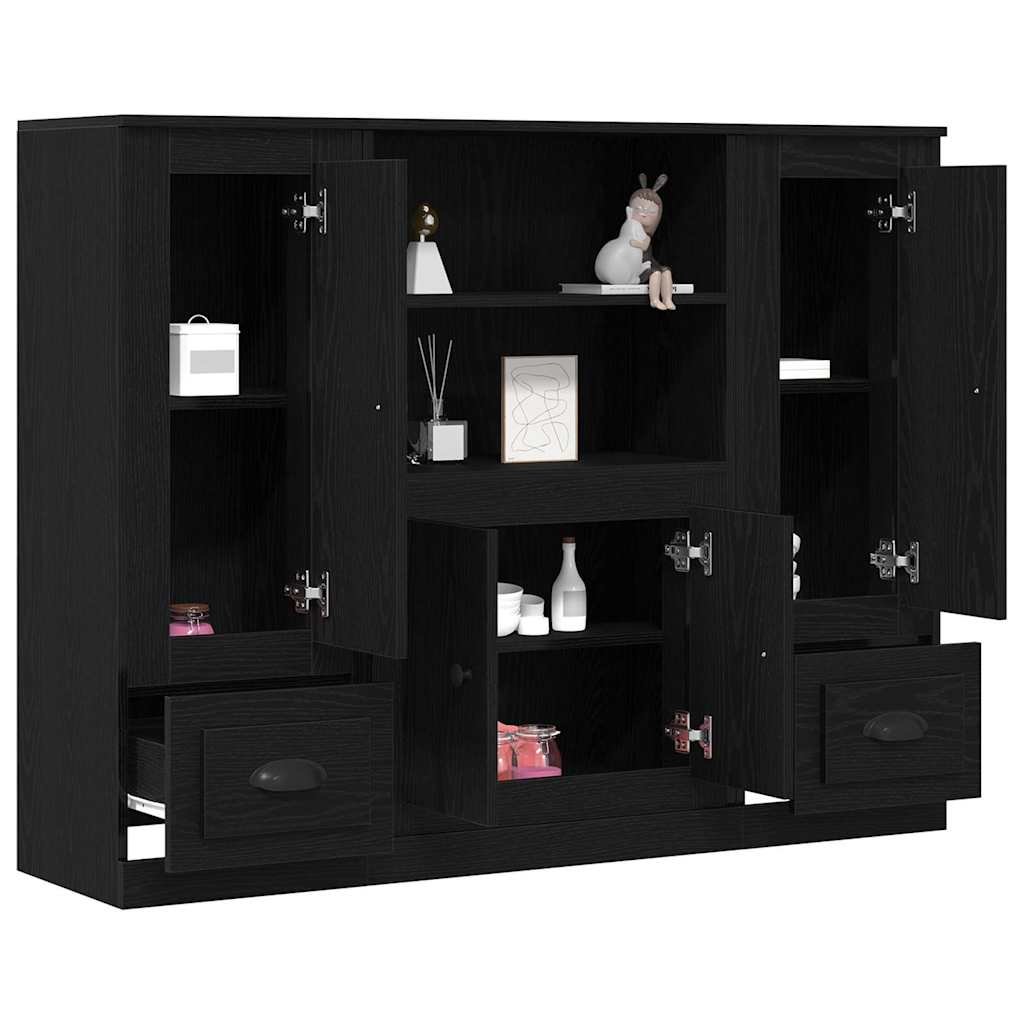 vidaXL Highboard z szufladą Czarny Dąb 132 x 35.5 x 103.5 cm