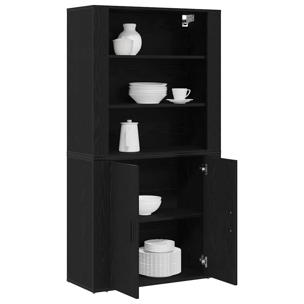 vidaXL Highboard Czarny Dąb 80 x 33 x 150 cm Materiał drewnopochodny