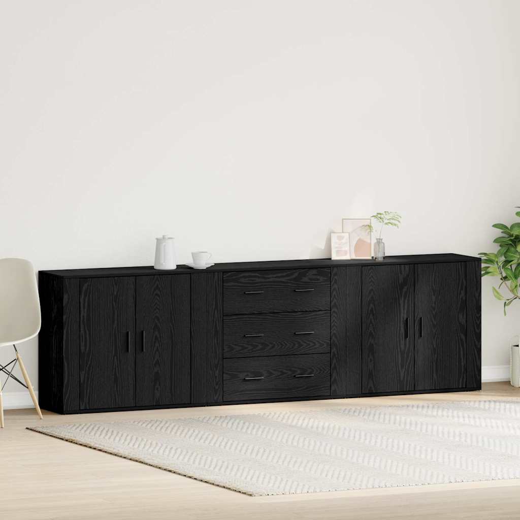vidaXL Bufet Czarny Dąb 240 x 33 x 70 cm Materiał drewnopochodny