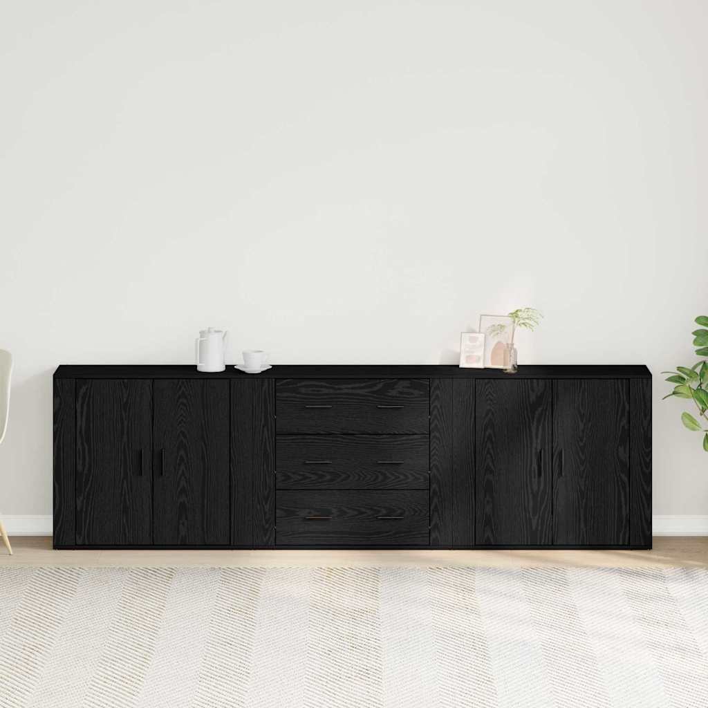 vidaXL Bufet Czarny Dąb 240 x 33 x 70 cm Materiał drewnopochodny