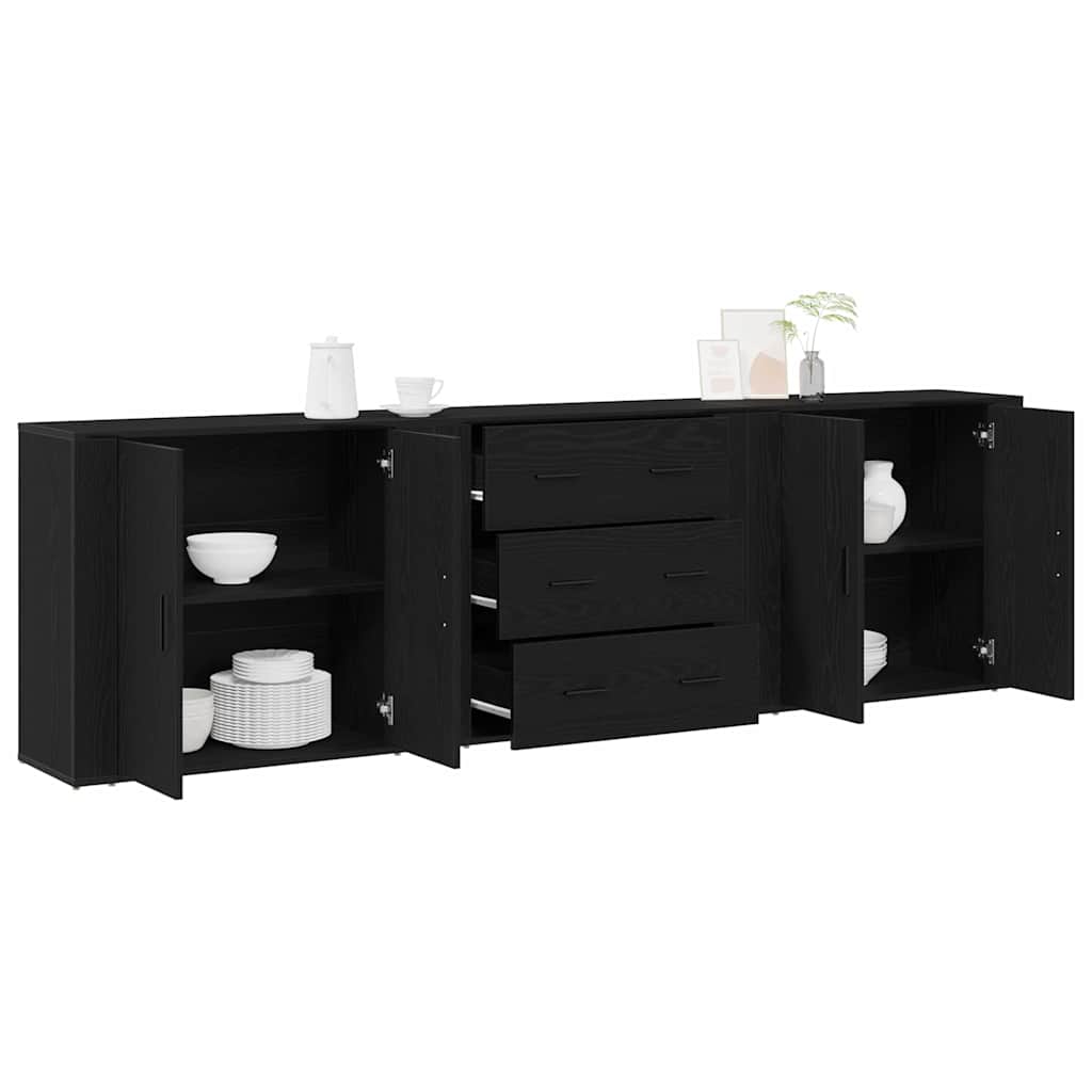 vidaXL Bufet Czarny Dąb 240 x 33 x 70 cm Materiał drewnopochodny