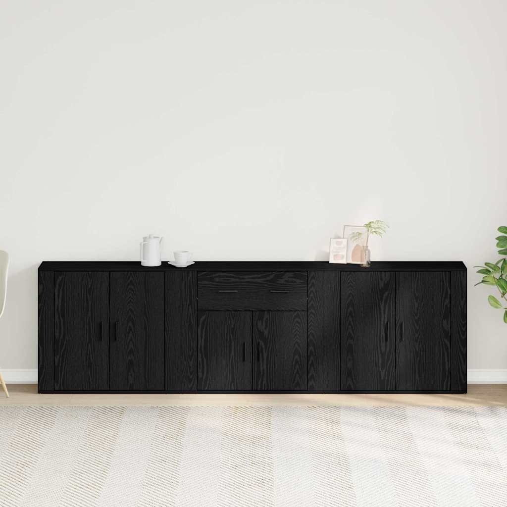 vidaXL Bufet Czarny Dąb 240 x 33 x 70 cm Materiał drewnopochodny