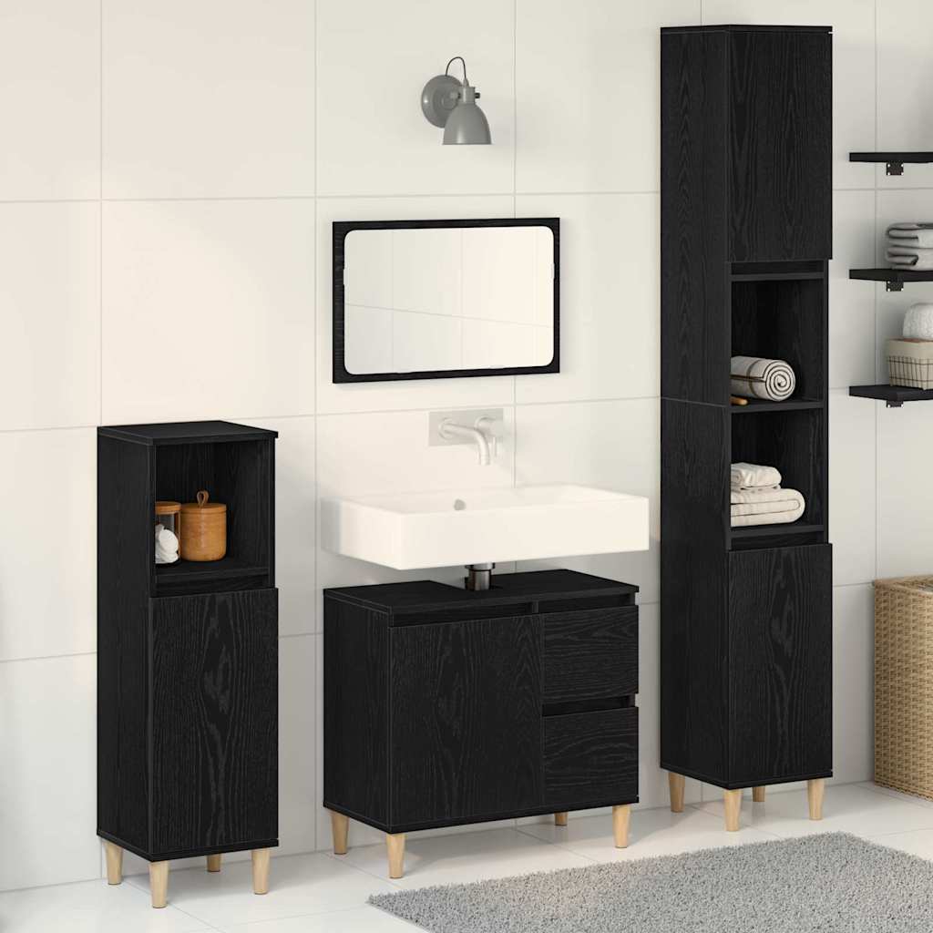 vidaXL Zestaw mebli łazienkowych Montowane na ścianie 3 pcs Czarny Dąb