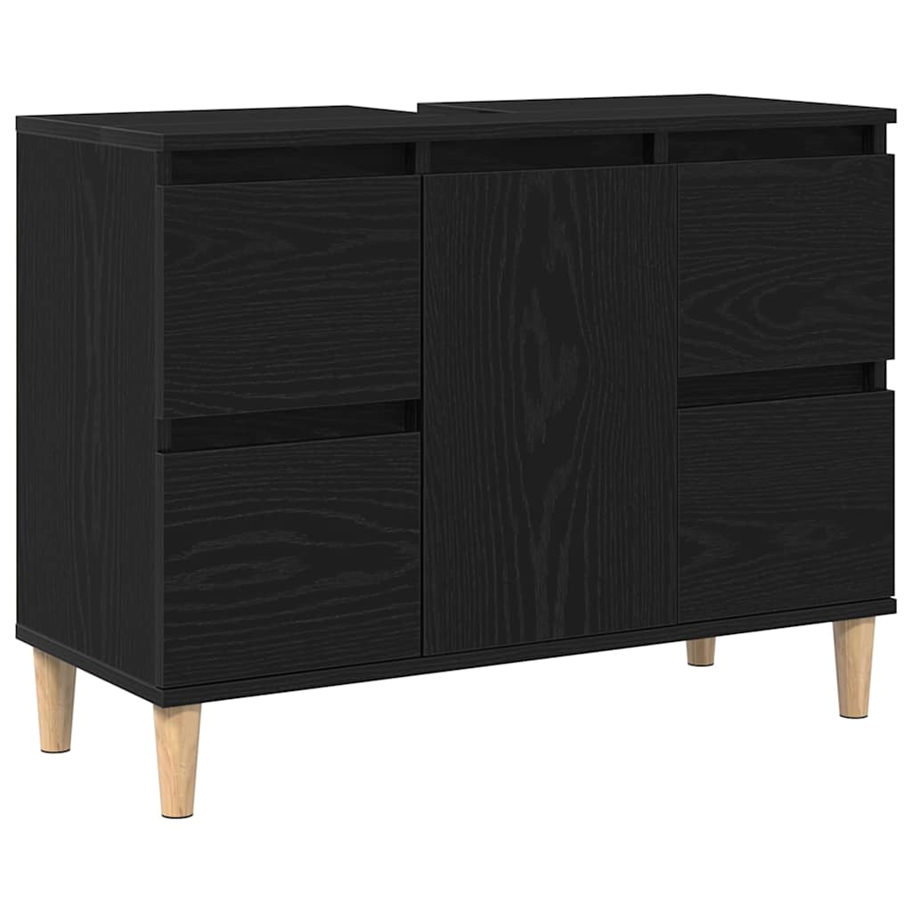 vidaXL Zestaw mebli łazienkowych Montowane na ścianie 3 pcs Czarny Dąb