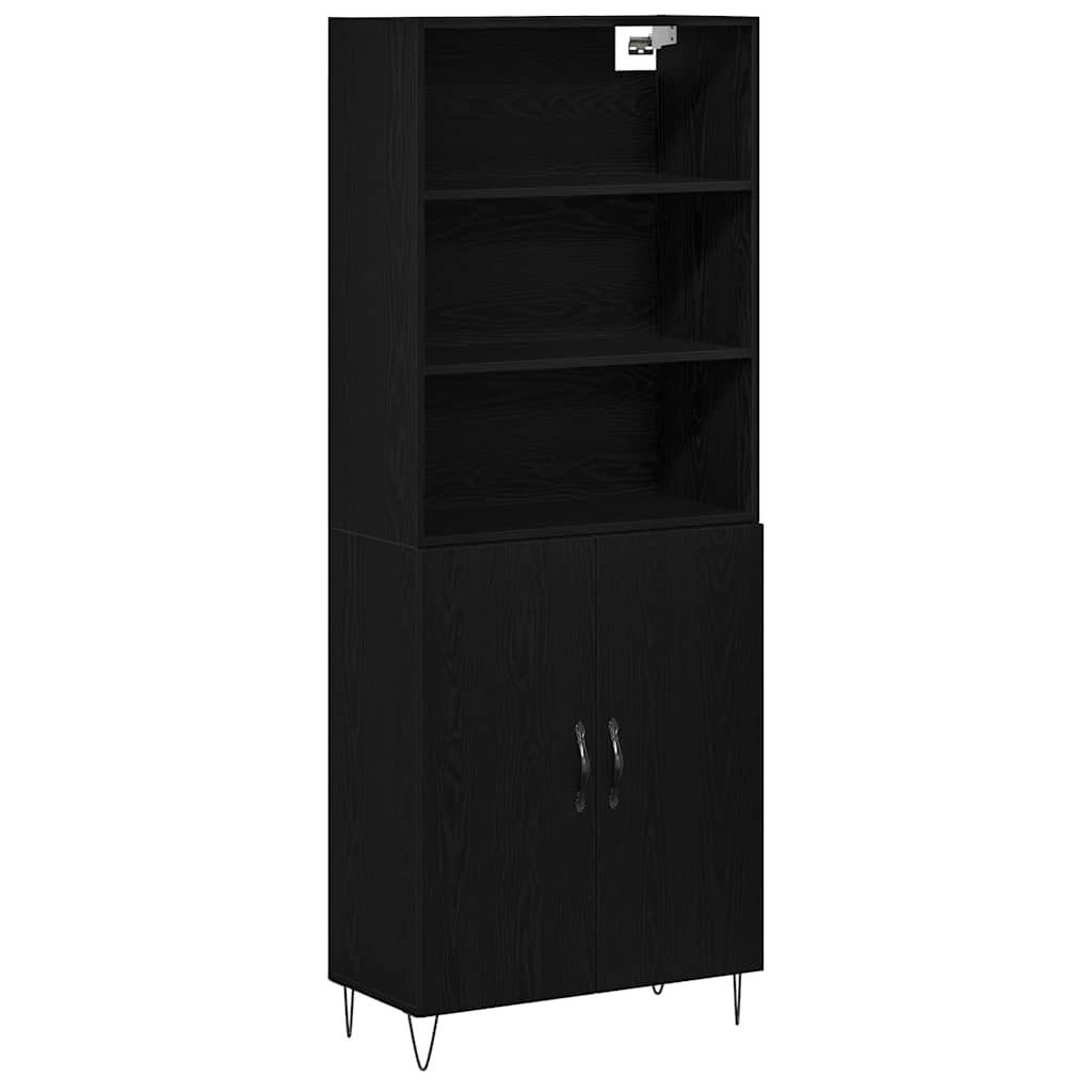 vidaXL Highboard 2 pcs Czarny Dąb Materiał drewnopochodny
