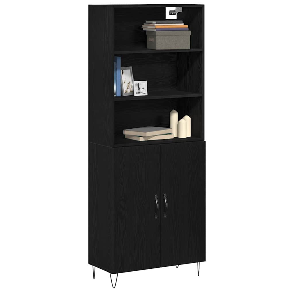 vidaXL Highboard 2 pcs Czarny Dąb Materiał drewnopochodny