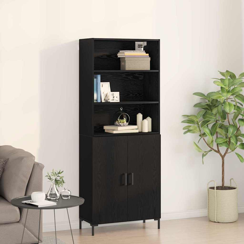 vidaXL Highboard Czarny Dąb 69,5 x 34 x 180 cm Materiał drewnopochodny