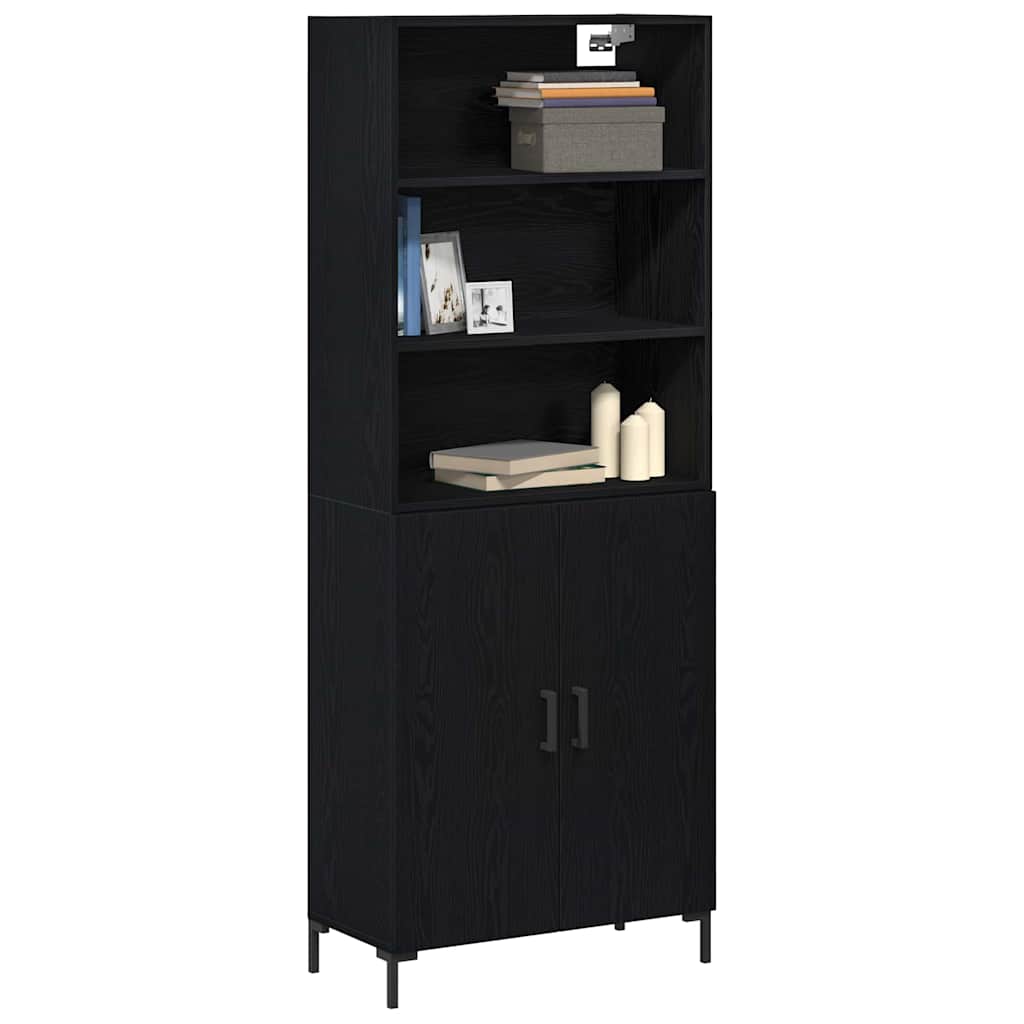 vidaXL Highboard Czarny Dąb 69,5 x 34 x 180 cm Materiał drewnopochodny