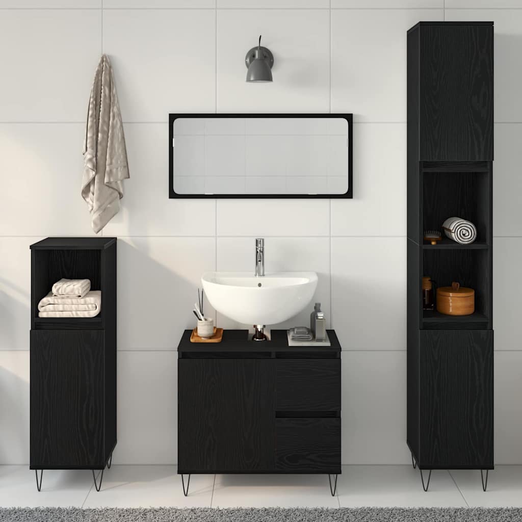 vidaXL Zestaw mebli łazienkowych 3 pcs Czarny Dąb 30 x 30 x 190 cm