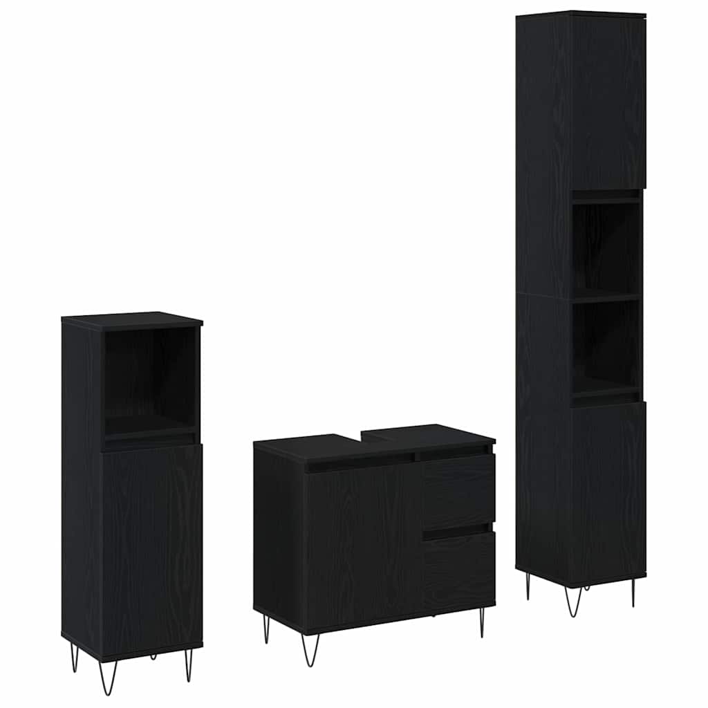 vidaXL Zestaw mebli łazienkowych 3 pcs Czarny Dąb 30 x 30 x 190 cm