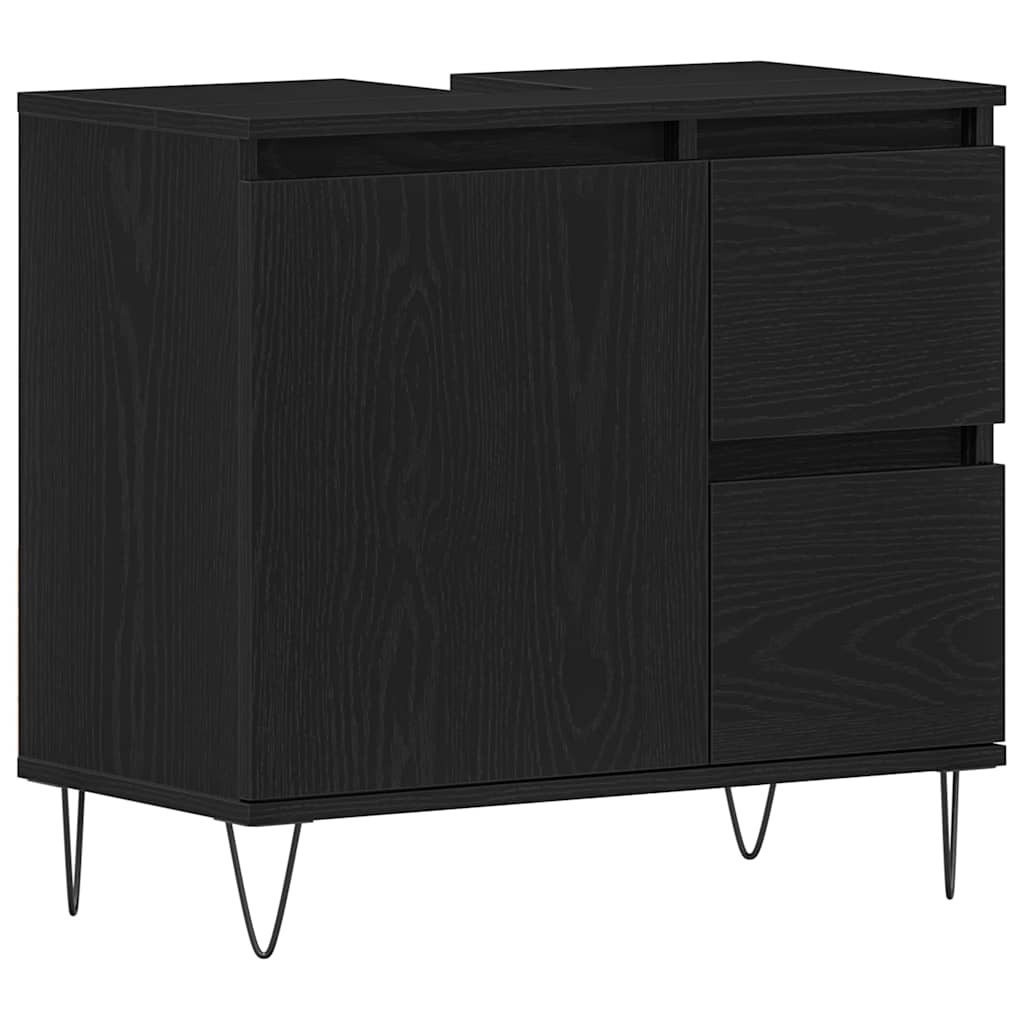 vidaXL Zestaw mebli łazienkowych 3 pcs Czarny Dąb 30 x 30 x 190 cm