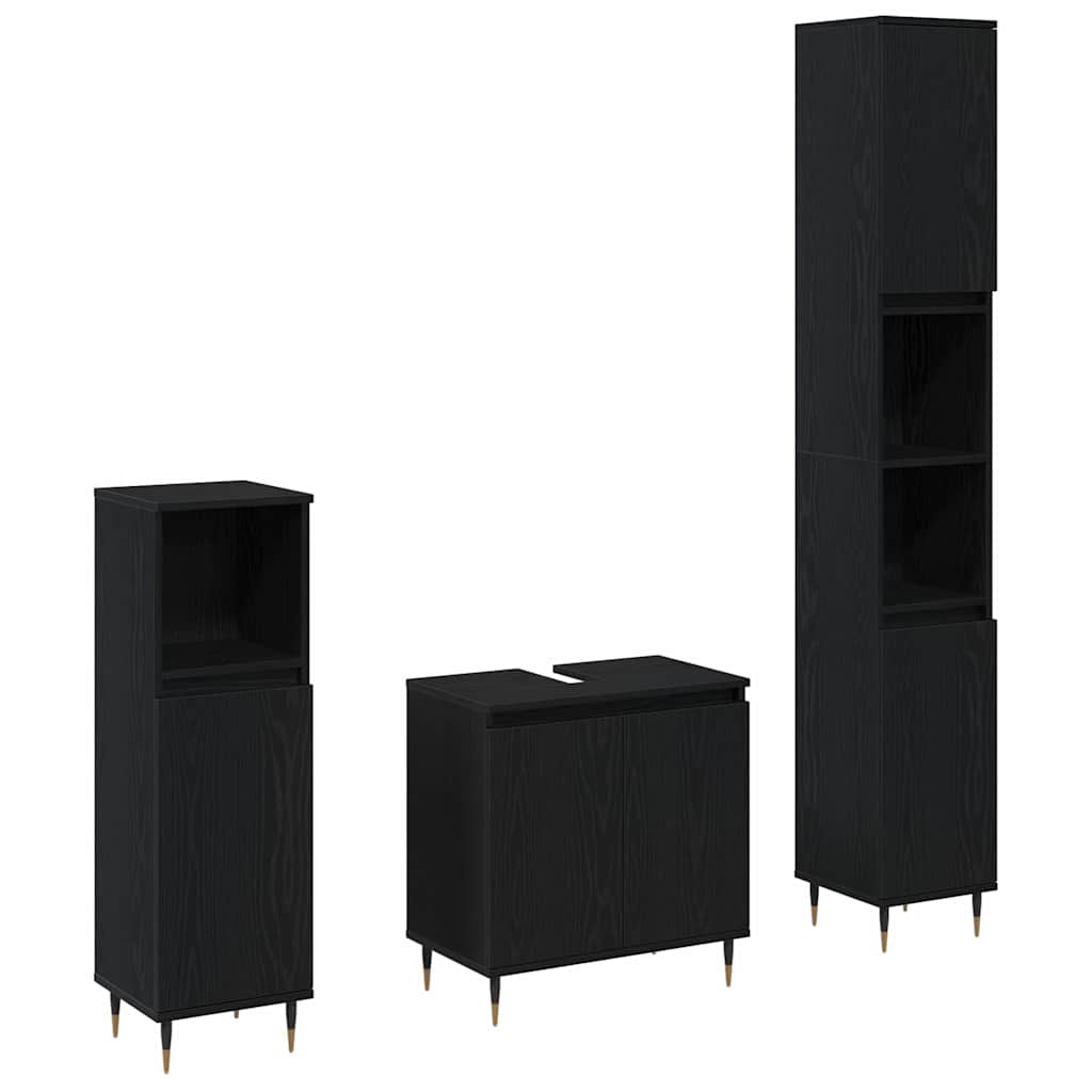 vidaXL Zestaw mebli łazienkowych 3 pcs Czarny Dąb 30 x 30 x 190 cm